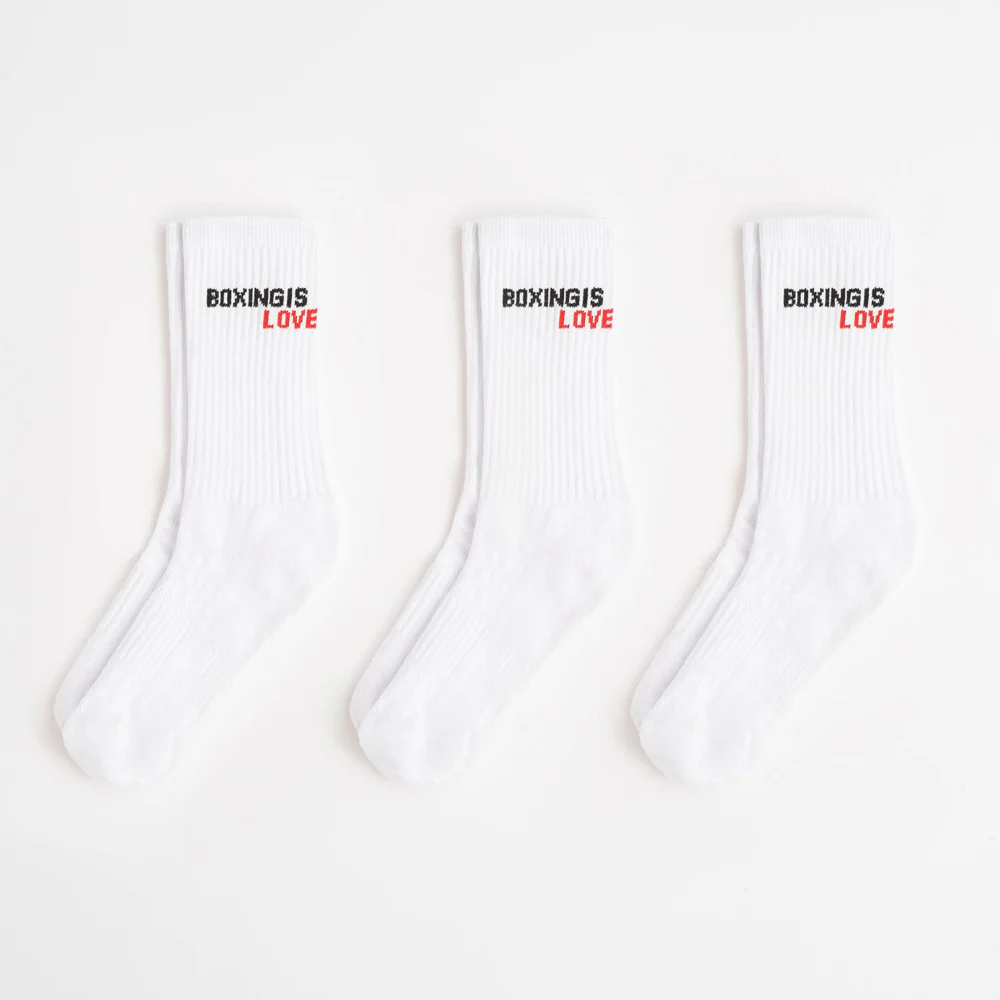 Chaussettes Boxraw Crew Boxing Is Love (3 paires) Blanc  - Image 4