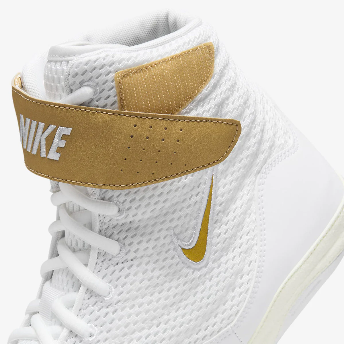 Chaussures de lutte-Lutte Nike Inflict 3 Blanc-Or - Image 9