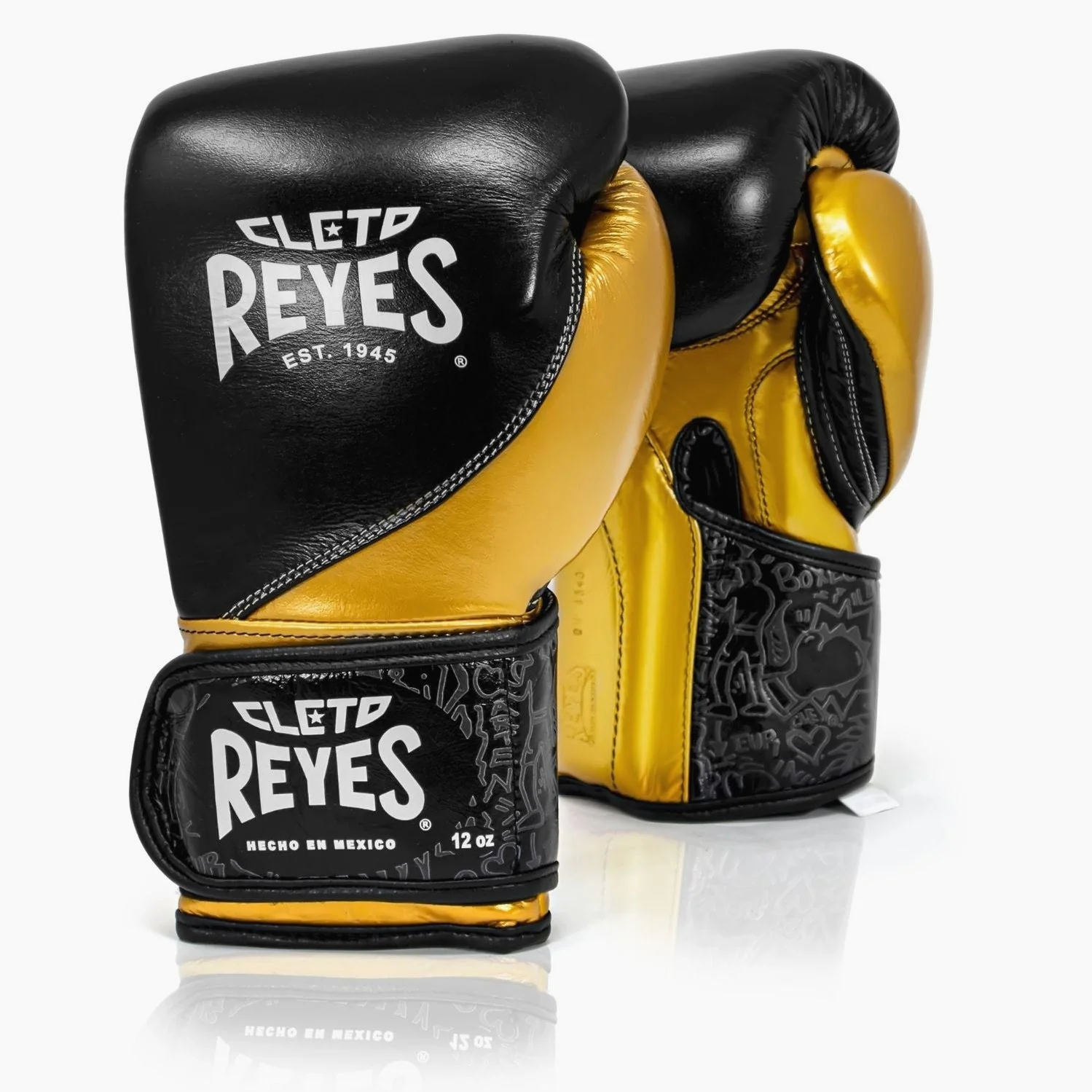 Gants de boxe Cleto Reyes High Precision Entraînement CE7 Noir-Or 