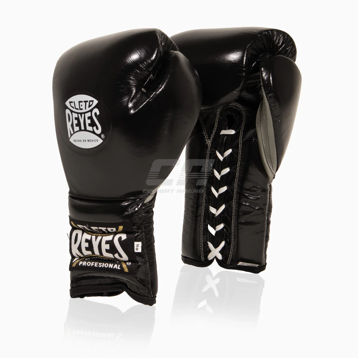 Gants de boxe Cleto Reyes Traditional Training CE4 Noir-argent avec Lacets 