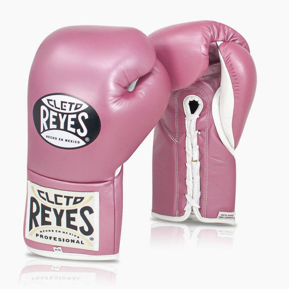 Gants de boxe Cleto Reyes Professionnel CB2 Rose avec lacets 