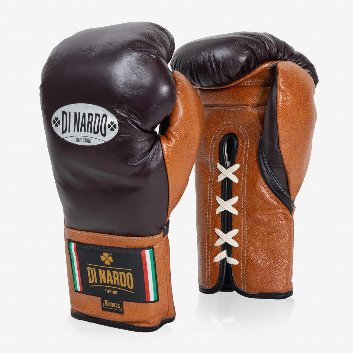 Gants de boxe Di Nardo avec Lacets 16 Oz Bourgogne-cognac  - Image 2