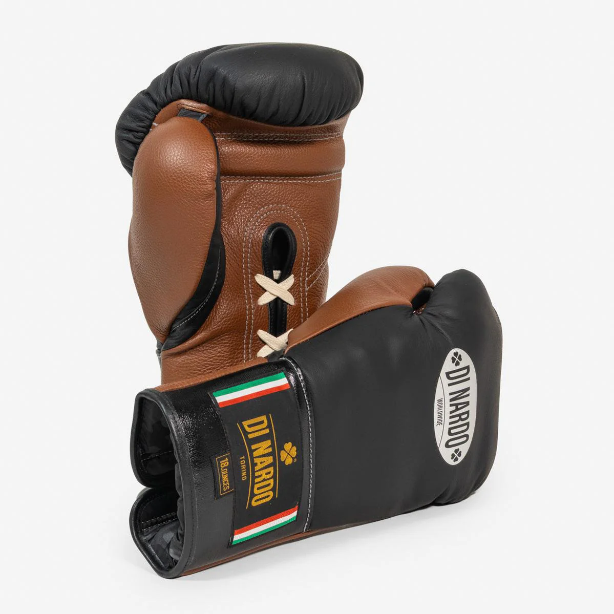 Gants de boxe Di Nardo avec Lacets 18 Oz Noir-marron 