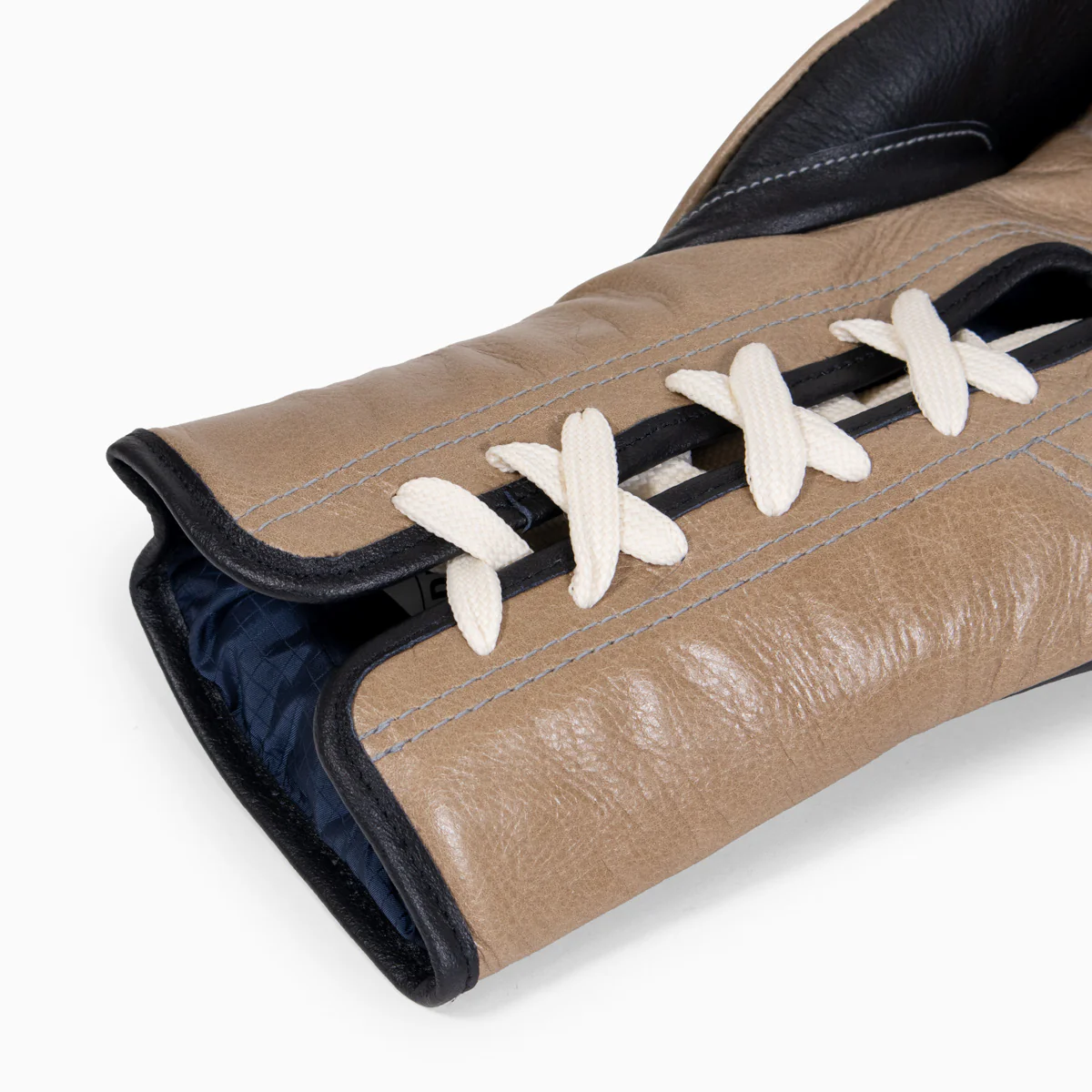 Gants de boxe Di Nardo avec lacets Noir-Beige 12 oz  - Image 9