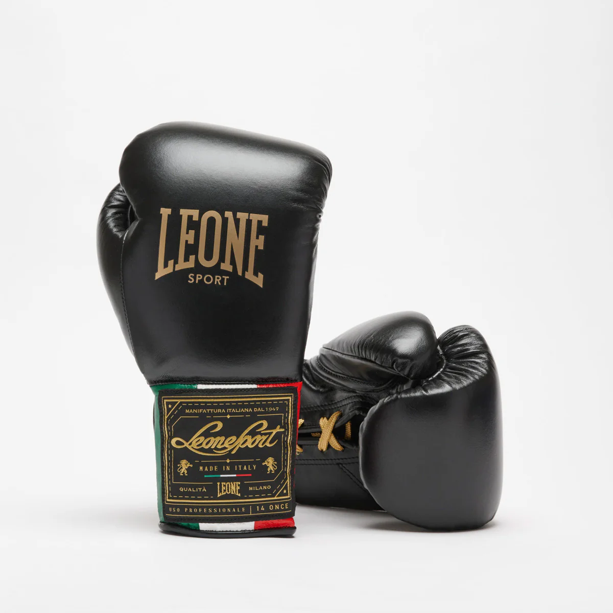 Gants de boxe Leone Orlando Tricolore avec lacets Noir  - Image 3