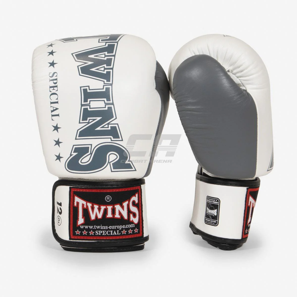 Gants de Muay Thai Twins Special BGVL 8 Blanc-gris 