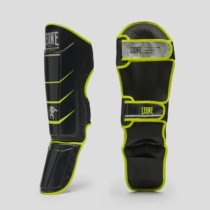 Protège-tibias Leone Revo Fluo PT160F avec protège-pieds 