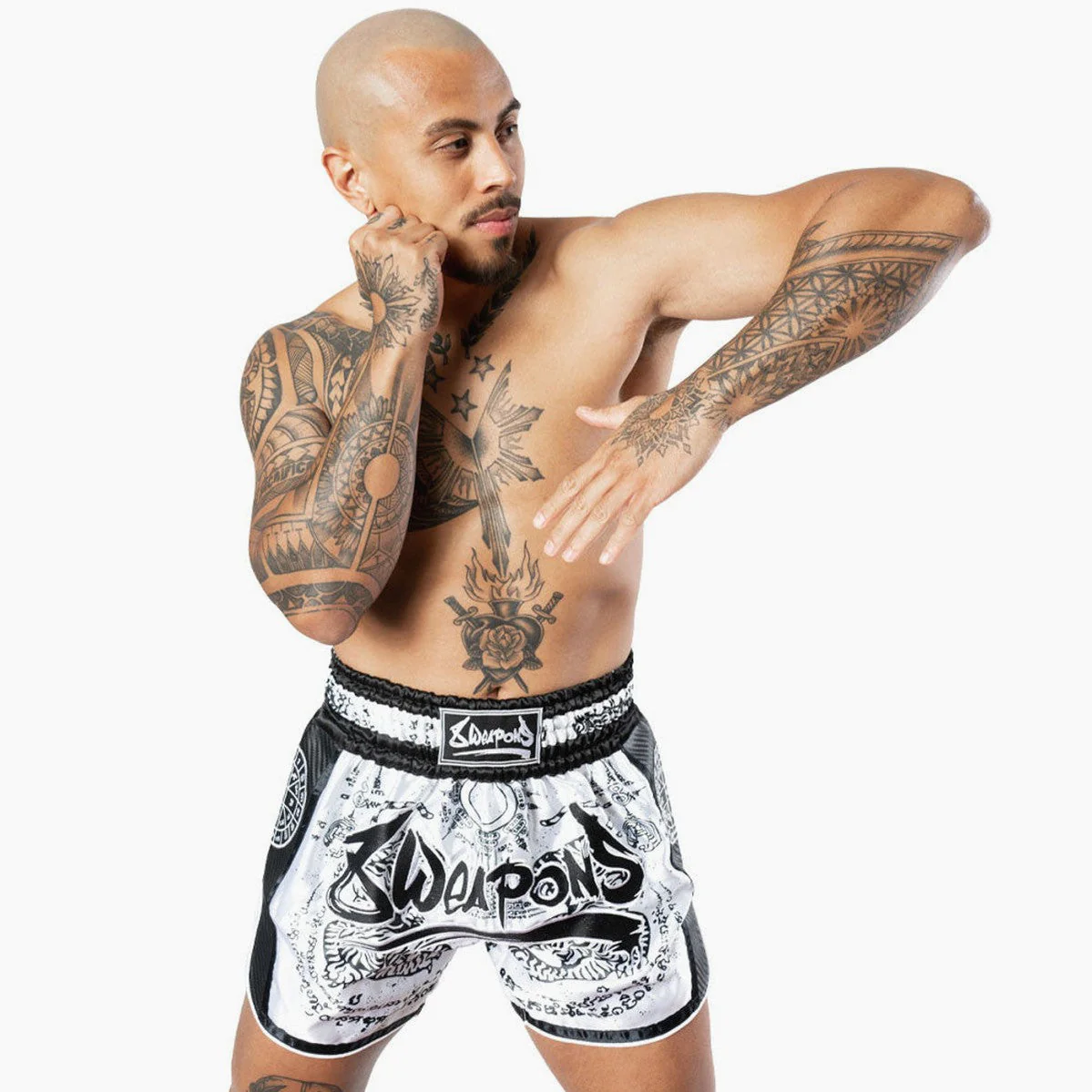 Shorts de kick-thai 8 Weapons Carbon Sak Yant Tigers  - Image 12