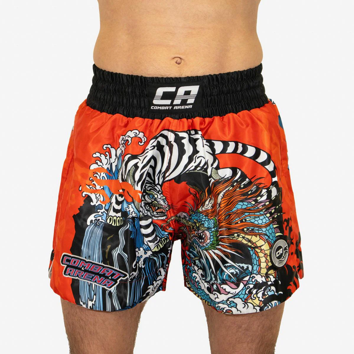 Shorts de kick-thai Combat Arena Yin Yang Battle Rouge 