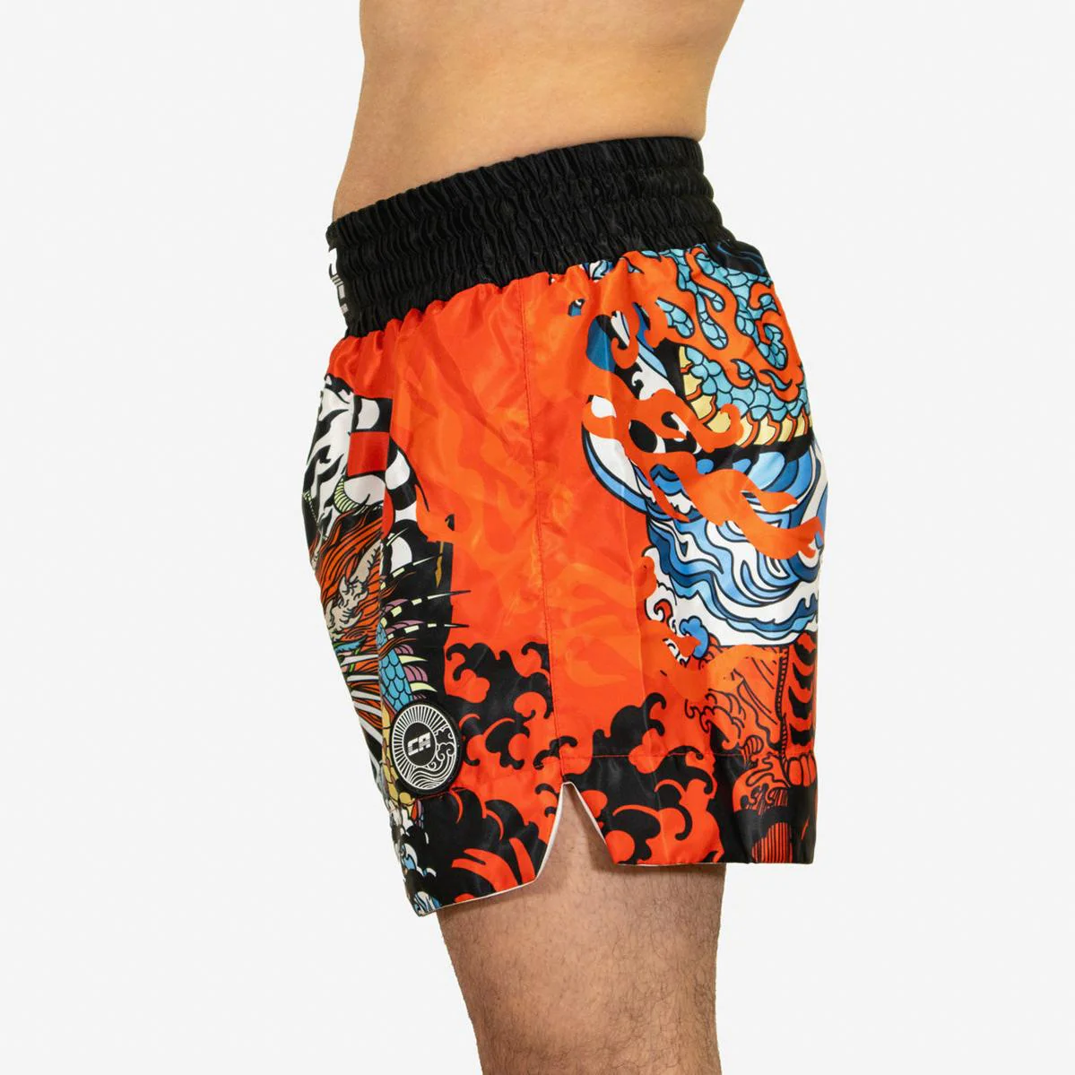 Shorts de kick-thai Combat Arena Yin Yang Battle Rouge  - Image 3