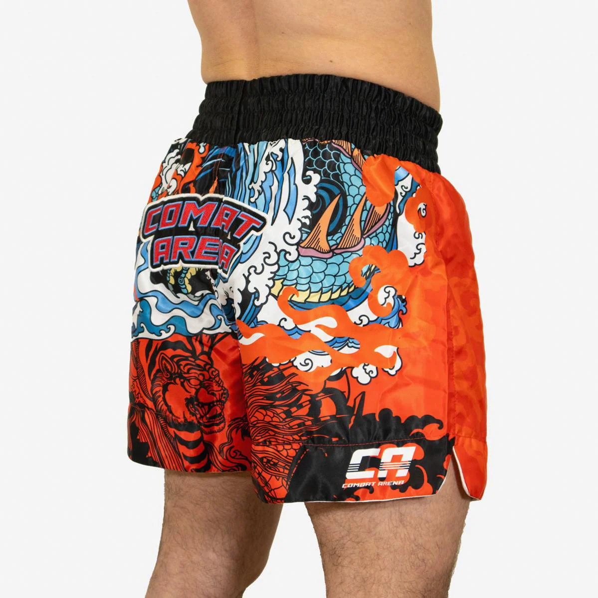 Shorts de kick-thai Combat Arena Yin Yang Battle Rouge  - Image 6