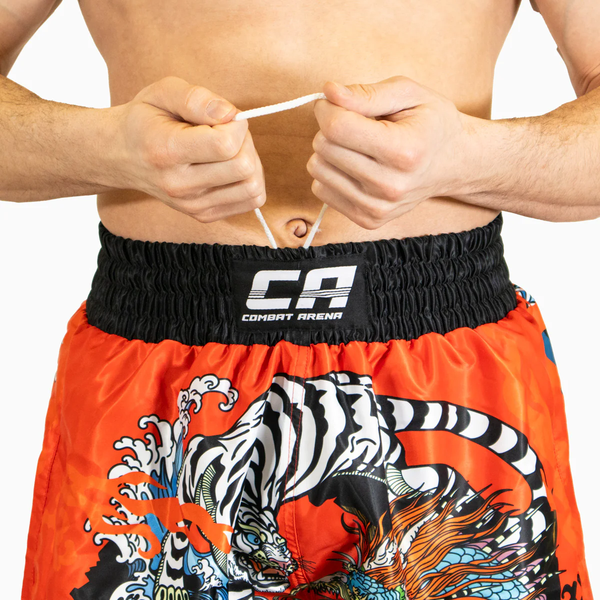 Shorts de kick-thai Combat Arena Yin Yang Battle Rouge  - Image 9