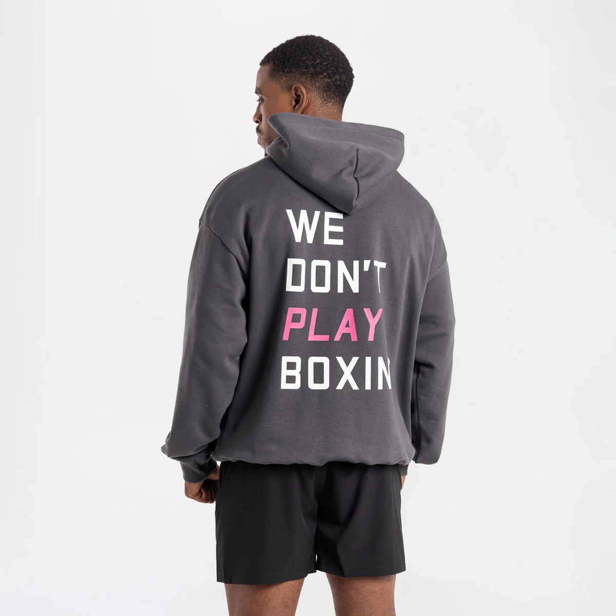 Sweat Boxraw We Don't Play Boxing oversize à capuche Gris-rose 