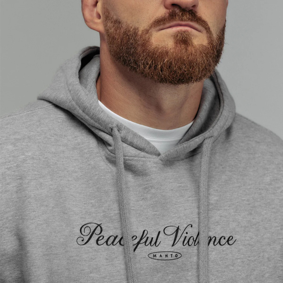 Sweat Manto Peaceful Violence à capuche Gris - Image 3